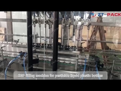 Dây chuyền đóng gói chất lỏng phân bón SL thuốc trừ sâu 100ml-5L với máy chiết rót trọng lực và Tracki